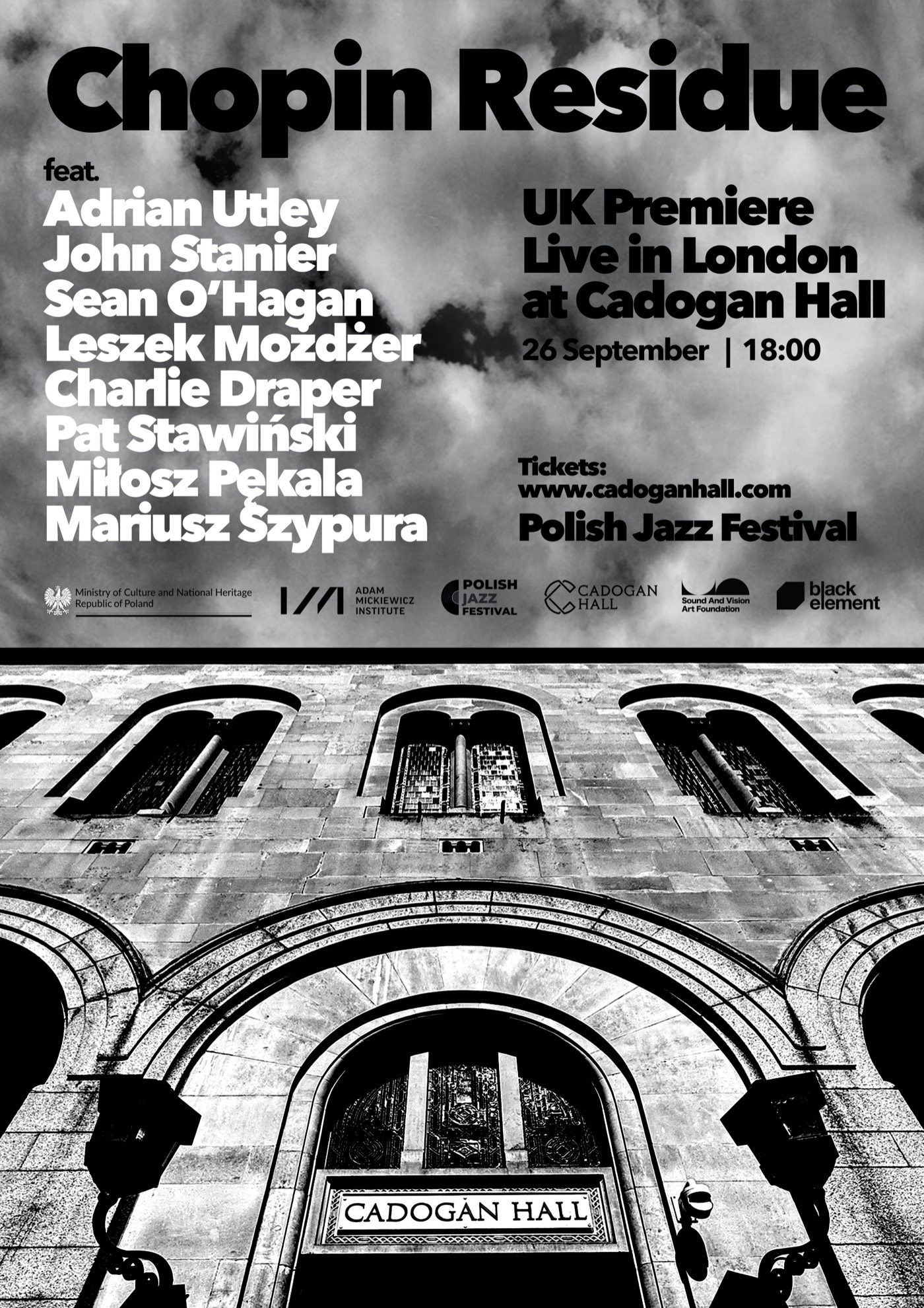 Chopin Residue UK Premiere · live in London at Cadogan Hall · Polish Jazz Festival · 26 September 2026 poster