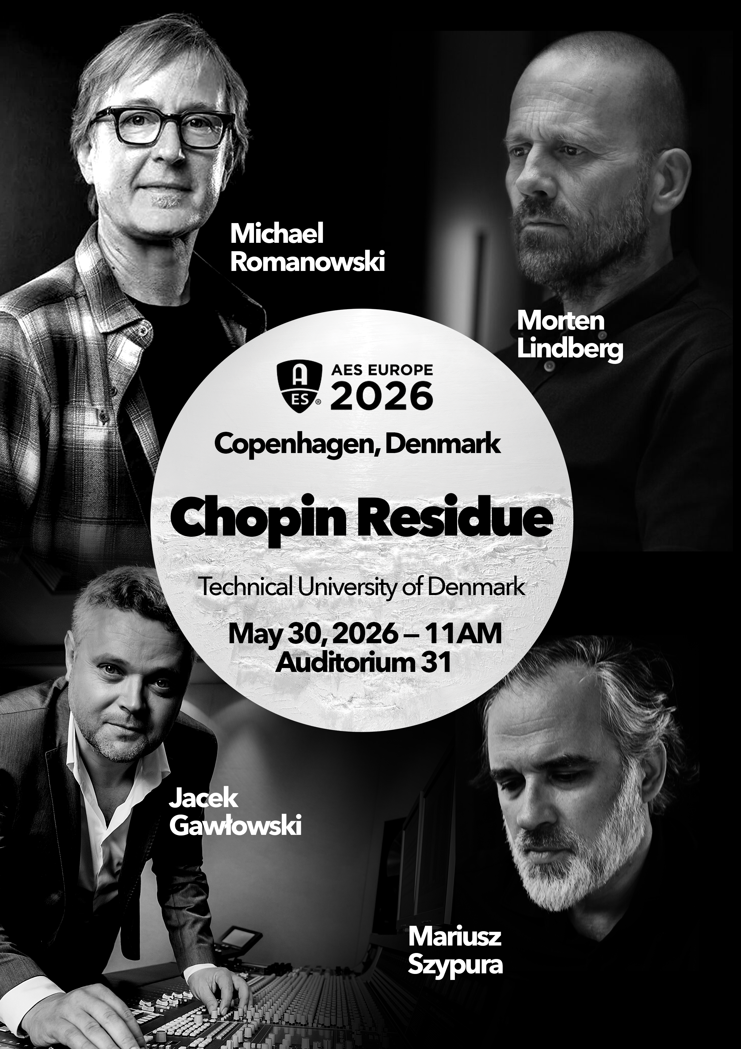 AES Europe 2026 · Chopin Residue talk · Copenhagen poster
