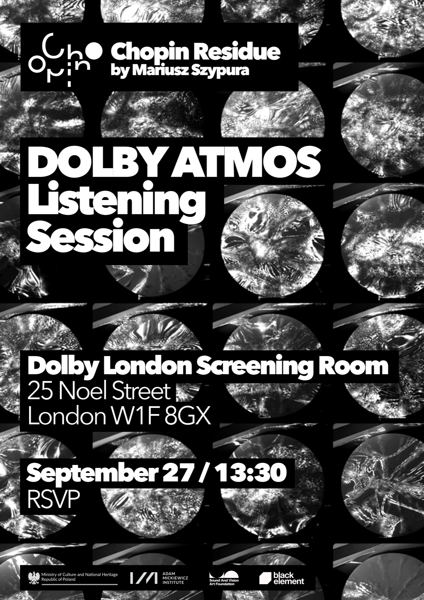 Chopin Residue Dolby Atmos listening session at Dolby London Screening Room, 27 September 2026 poster