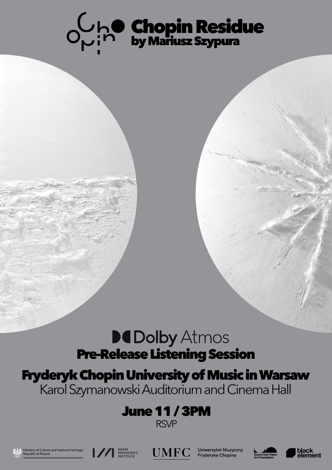 Chopin Residue Dolby Atmos pre-release listening session · Fryderyk Chopin University of Music Warsaw poster